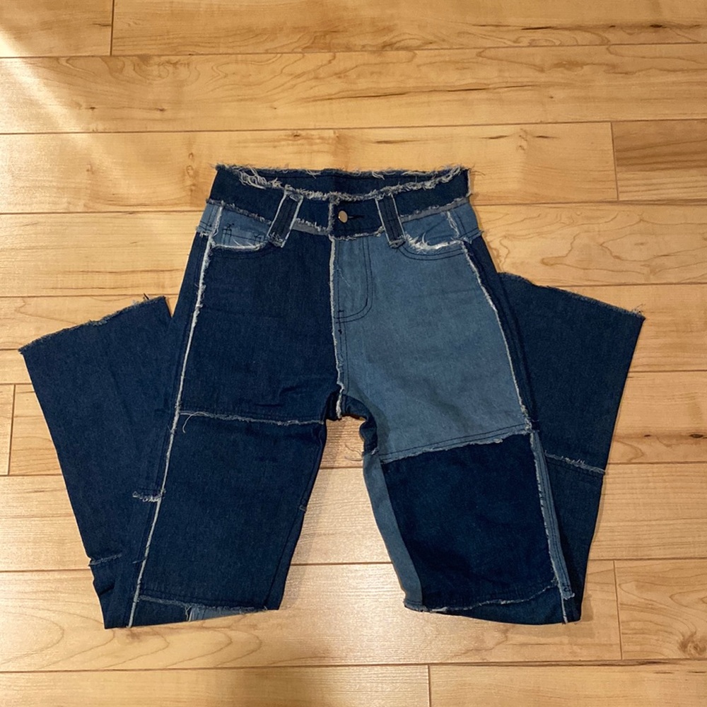 Blue Patchwork Jeans